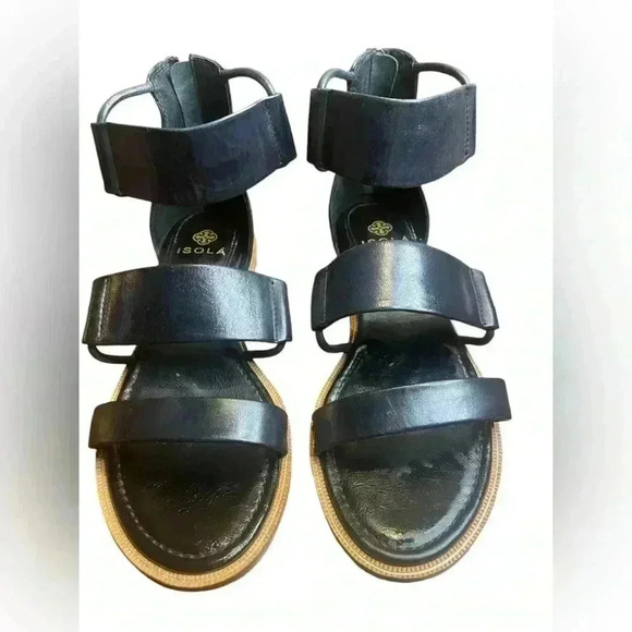 ISOLA women black gladiator sandals back zip gently used no flaws - Picture 4 of 8